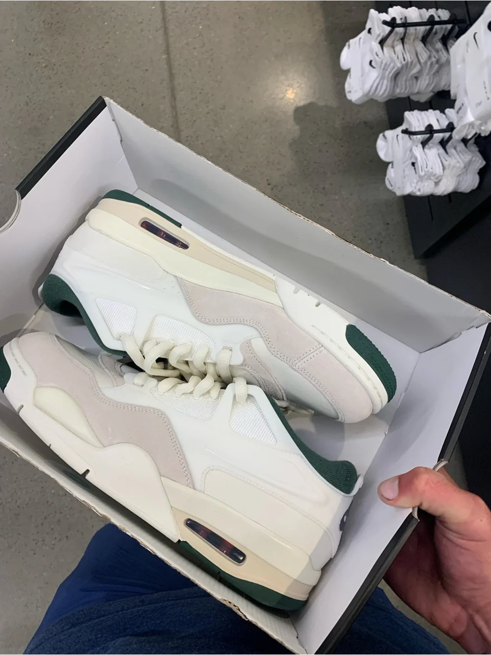 Jordan Men’s White, Cream, and Green Athletic Sneakers